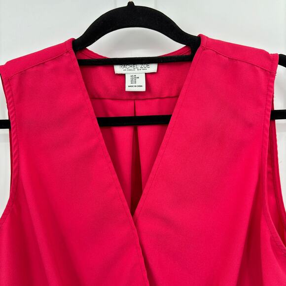 Rachel Zoe Pink Blouse Medium Faux Wrap Sleeveless Top Officecore Y2K Modern - Picture 2 of 11